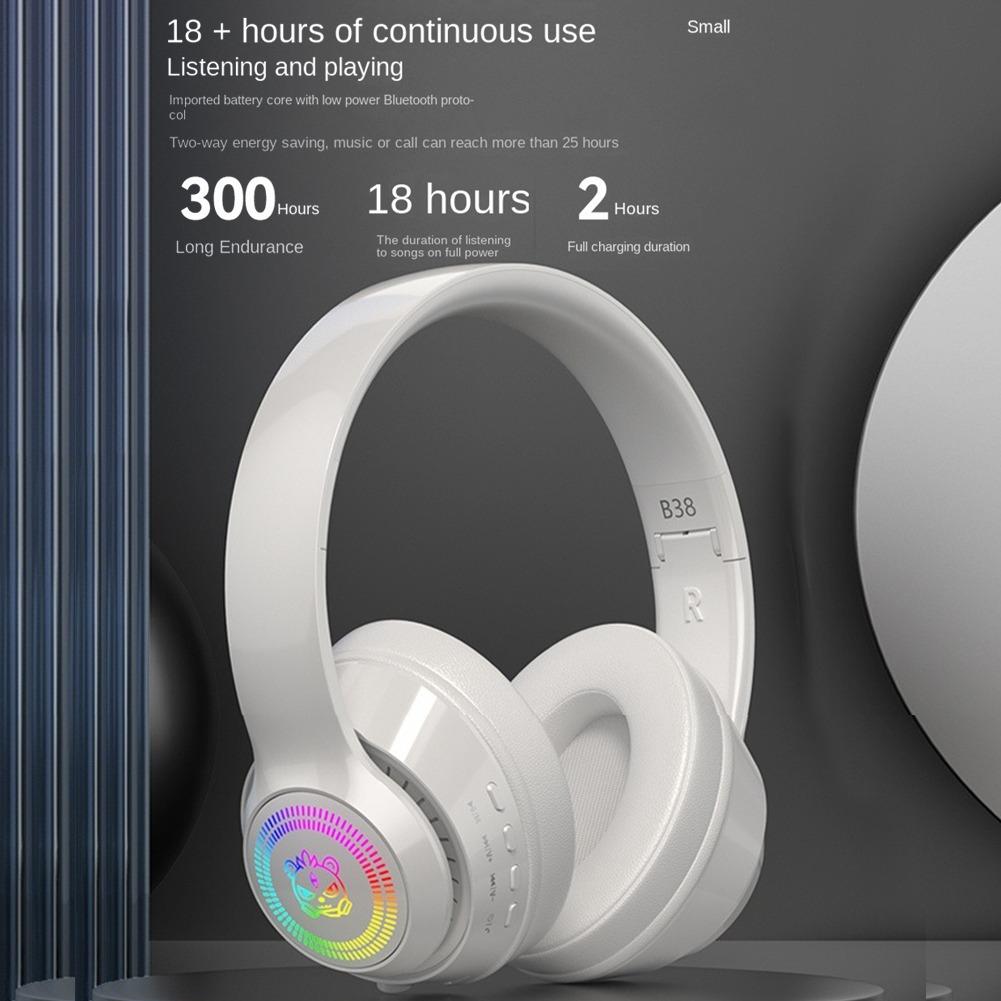 B38 Head-mounted Bluetooth-compatible Headphones HD Noise Reduction Subwoofer Wireless Luminous Gaming Headset