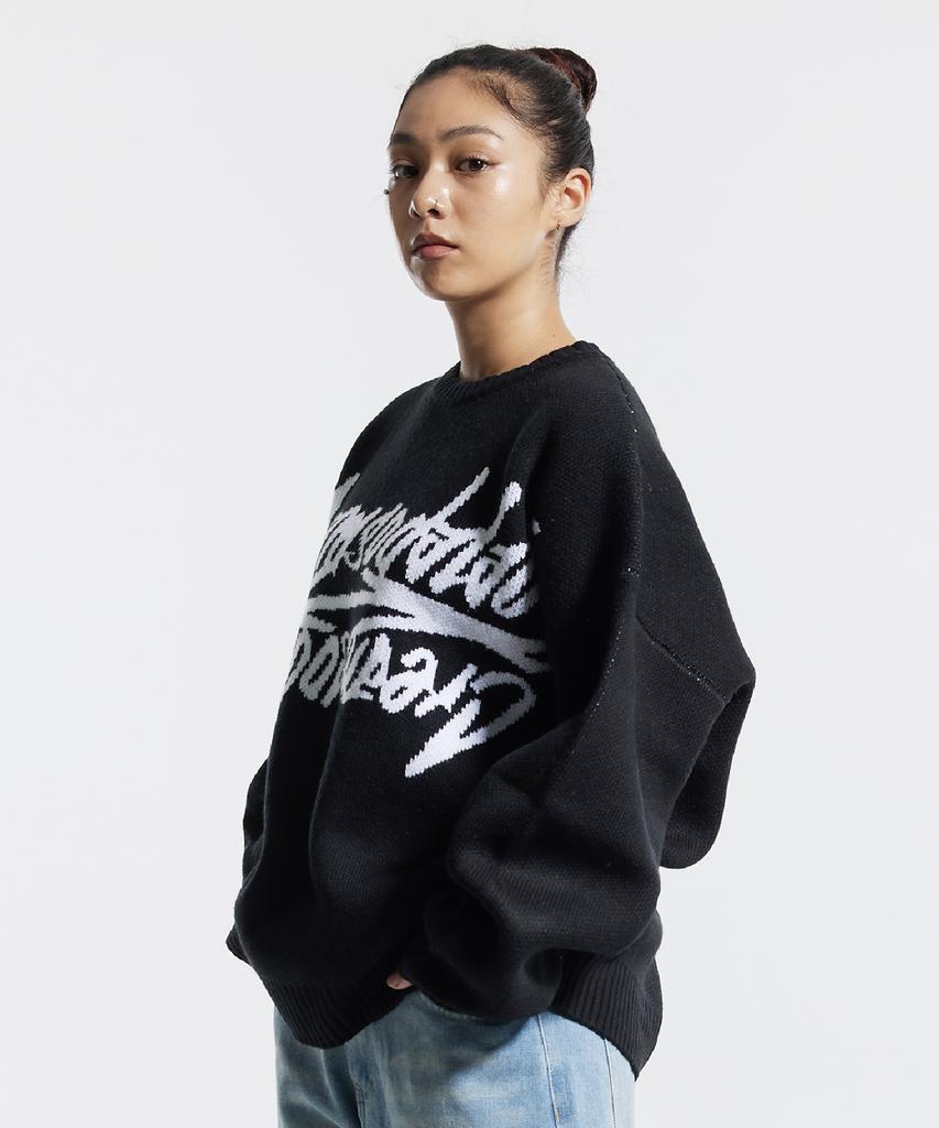 CREAM SODA LAB Big Graphic Jacquard Knit Sweatshirt Black
