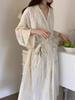 Heart Plaid Loose Mid-Length Pajamas Bathrobe - Cozy, Casual Homewear for Autumn and Spring