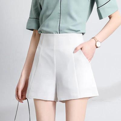 Pantaloni scurți în formă de A, cu talie înaltă, cu picioare largi, pentru femei - primăvară/vară, corp lejer, negru/alb, stil complet