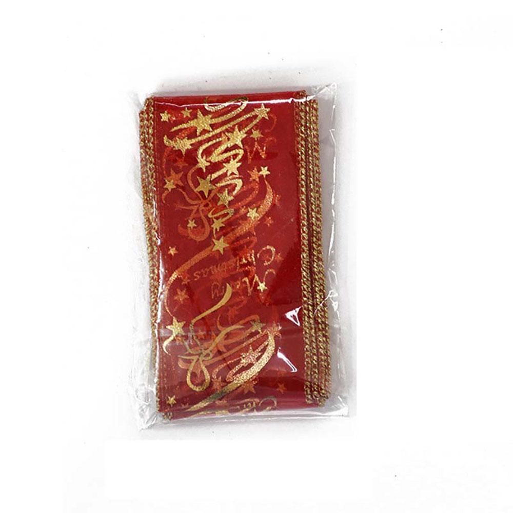 2M Weihnachtliches Rotes Band mit Merry Christmas Druck Gaze für Weihnachtsbaumdekoration Schleife Geschenkverpackungsdekoration Zubehör