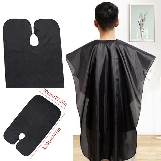 Professional Salon-Grade Black Haircut Cape with Neck Duster Brush Waterproof Anti-static Durable Men's Barber Accessories
