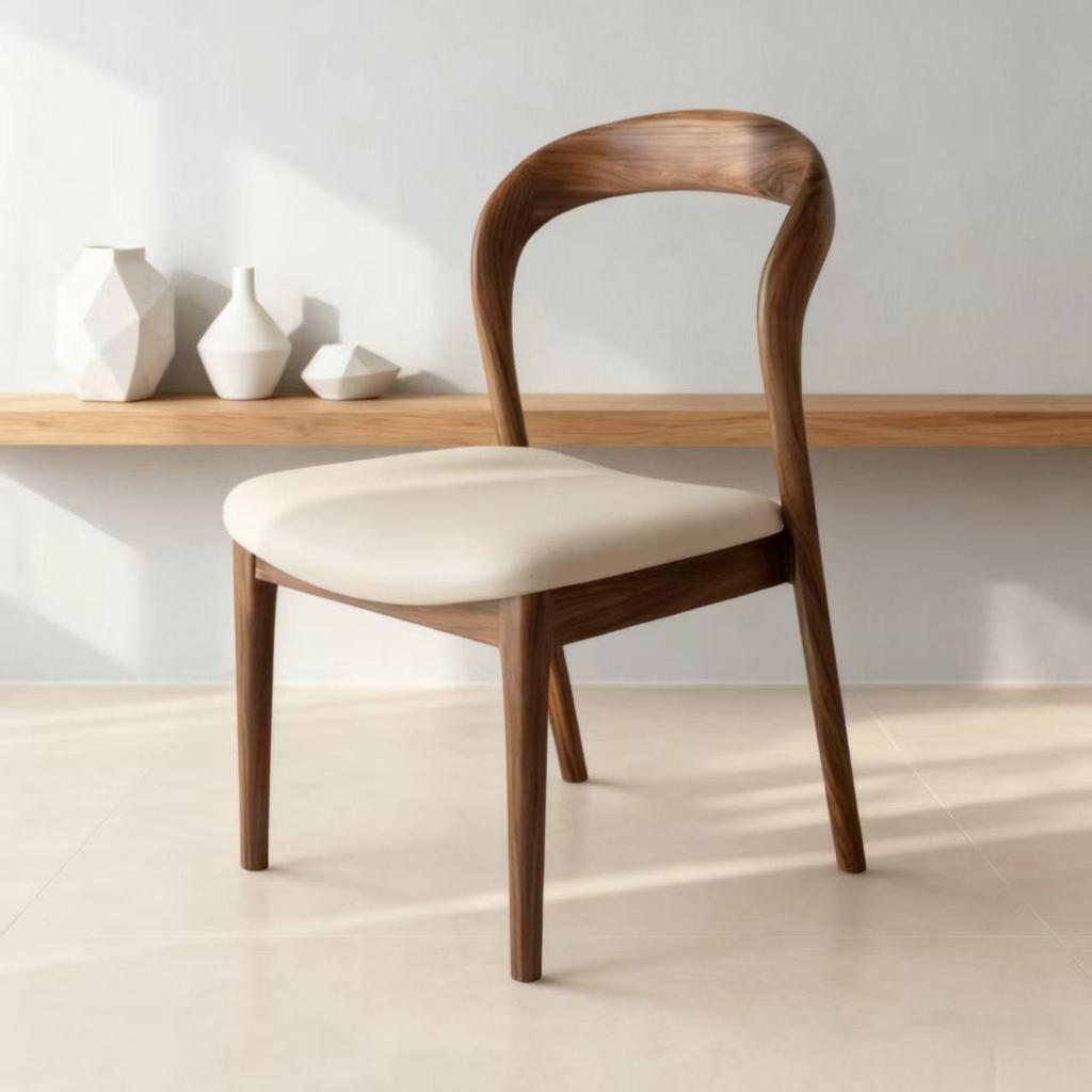 Solid Wood Vintage Modern Minimalist Dining Chair with Backrest for Home, Hotel, or Restaurant
