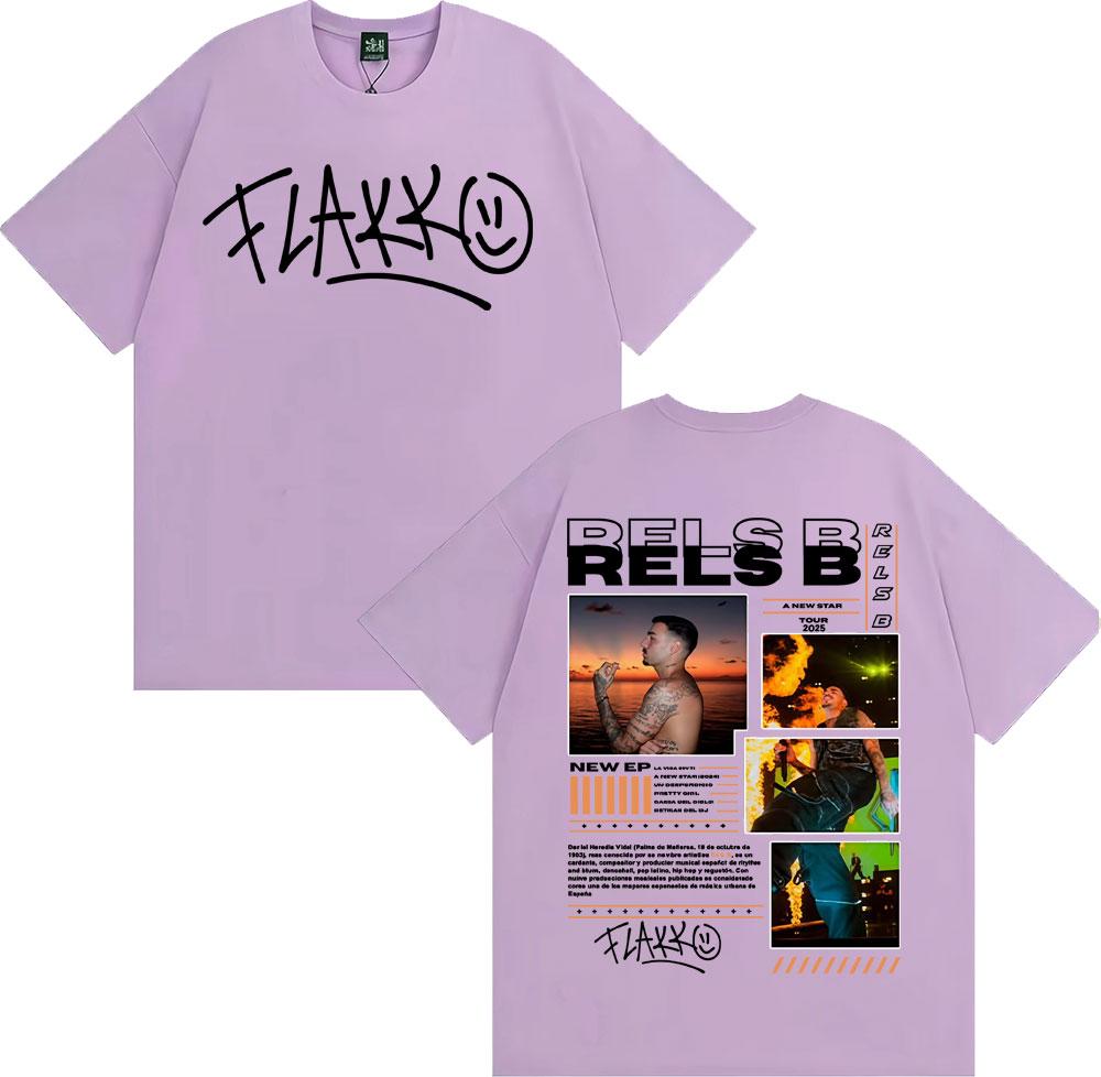Rapper RELS B Skinny Flakk 2025 Tour Merch T Shirts Men Women Fashion Hip Hop Vintage Tshirt Casual ONeck Short Sleeve T Shirt