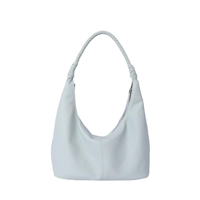 Stylish Faux Leather Hobo Bag with Braided Shoulder Strap Slouchy Large Capacity Zip Top Tote Purse