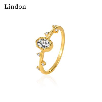 Lindon Classic Copper Alloy Zircon Ring Ladies Jewelry Wedding Promise Party Gift