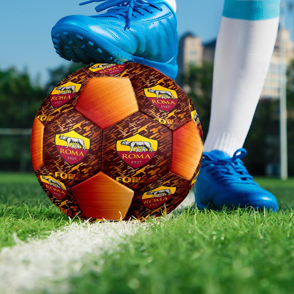 Pallone da Calcio AS Roma Indoor Misura 5 Colorato Cucito a Macchina PVC Pronto per la Competizione Resistente Alta Rimbalzabilità
