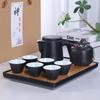 Nordic Style Ceramic Travel Tea Set with Wooden Handle