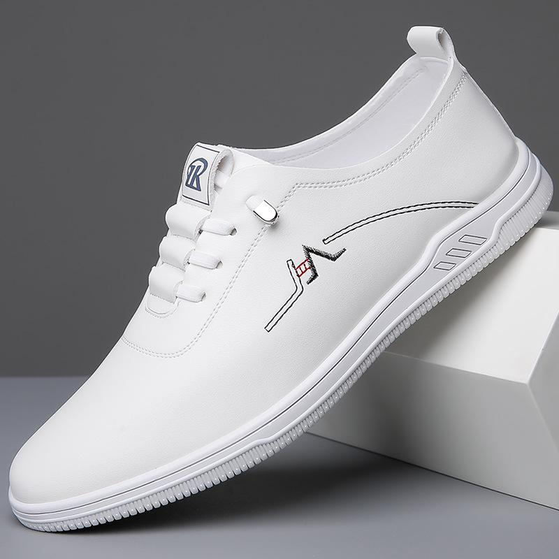 Men's Versatile Lightweight White Leather Slip-On Casual Shoes - Summer 2025 Collection