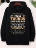 Taurus Zodiac Sign Fleece Hoodie Graphic Design Slim Fit Seasonal Sports & Casual Wear Edgy Style Comfort Focused Humorous Slight