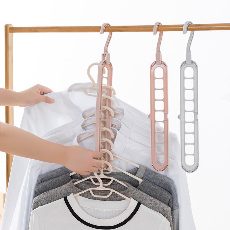 Magic Nine-Hole Anti-Slip Folding Hanger: Multi-functional Clothes Drying and Storage Solution