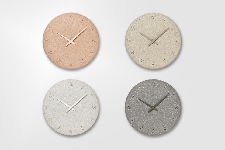 Lemnos Analog Wall Diatomaceous Earth BG Clock, (Washed Finish), Beige, NY23-06