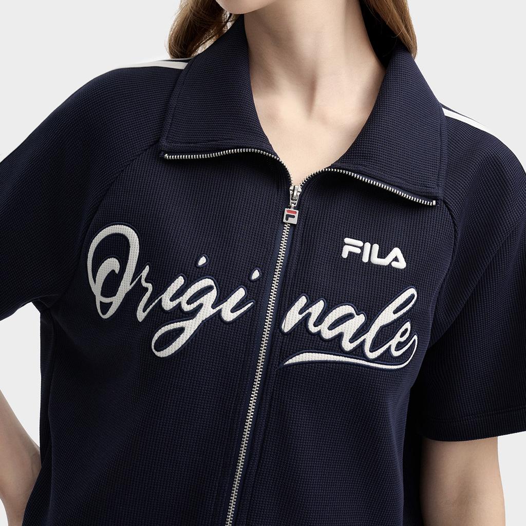 Fila Fashionable Avant-Garde Casual Versatile Knit Sweater Women Tops Secret-Mirror-Blue F11W439504FDB