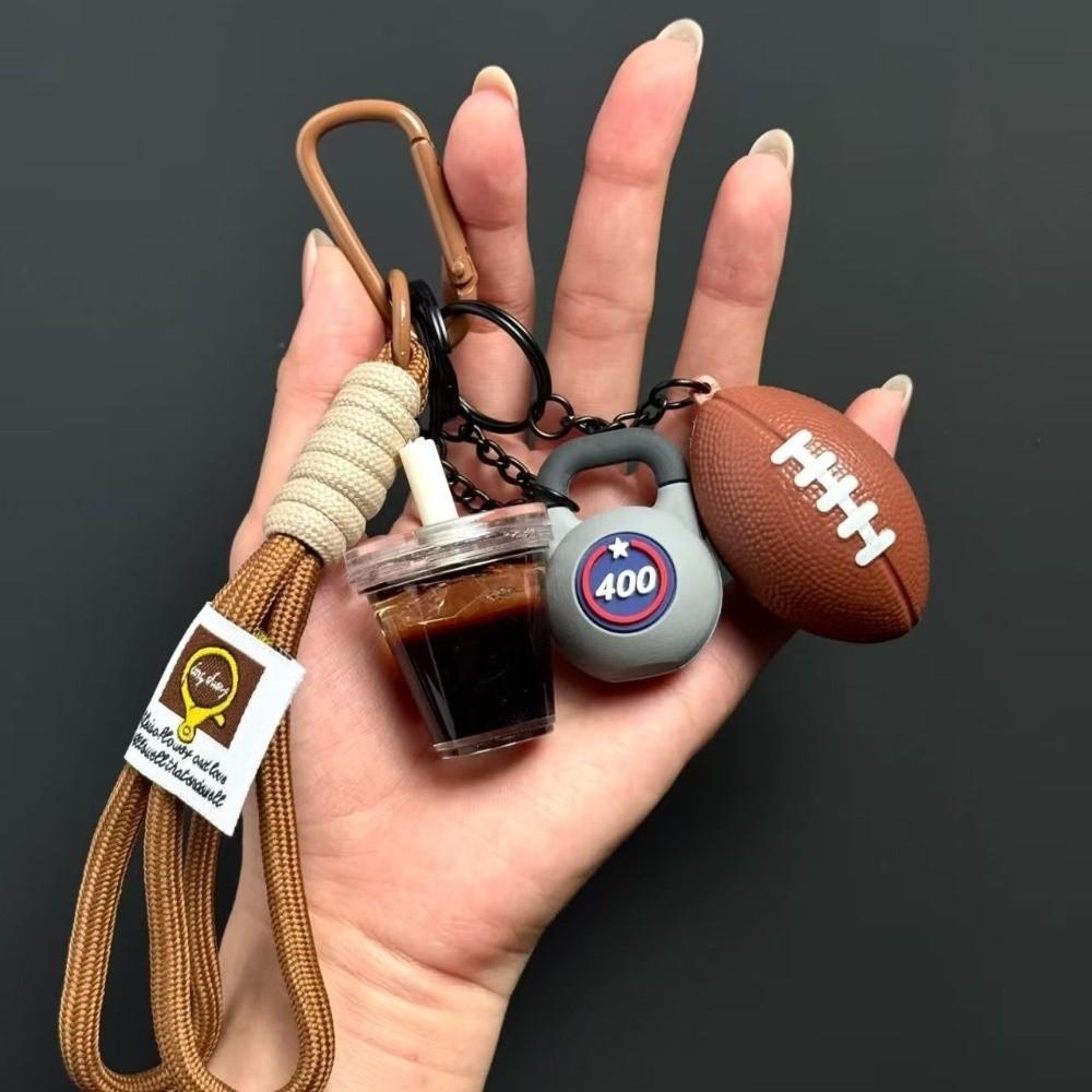 Dopamine Rugby Dumbbells Keyring Detachable Iced Americano Pendant Fitness Series Keychain Gifts