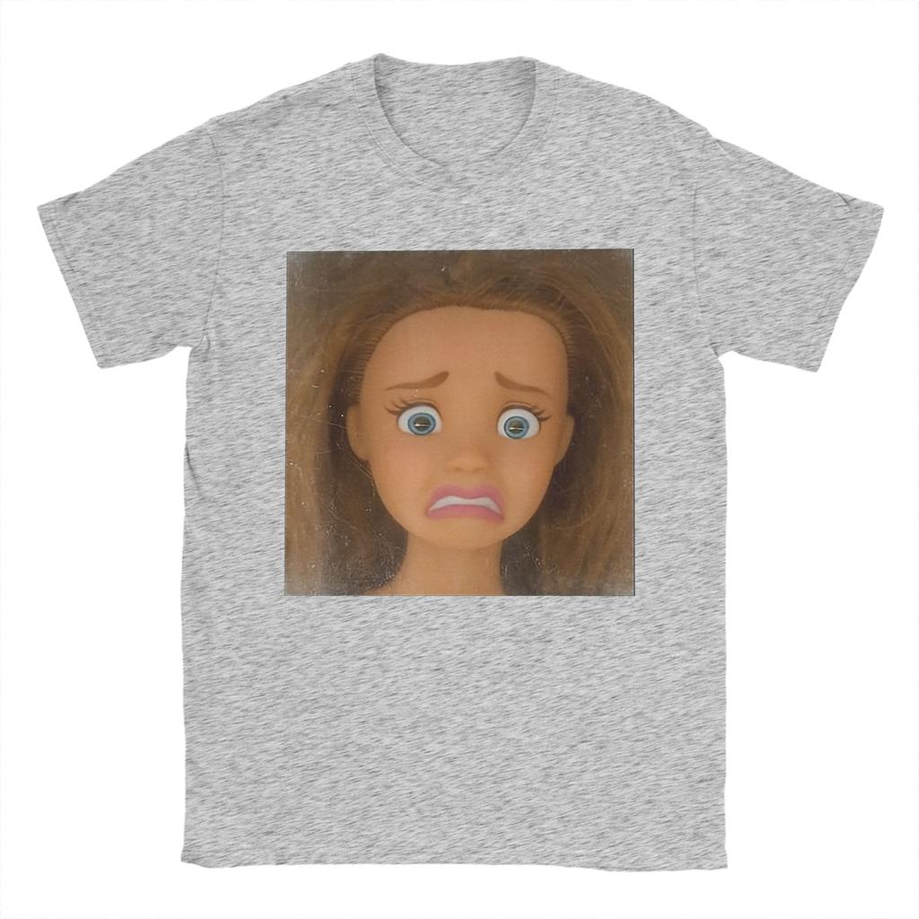 Funny Disgusting Doll Face Meme T Shirt Summer  Cotton TShirts For Men Harajuku Casual Tshirt Short Sleeve Y2K Retro Tees