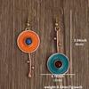 Bronze Metal Painting Pendant Earrings for Women's Ethnic Orange Blue Stone Personalized Earrings Jewelry Accessories