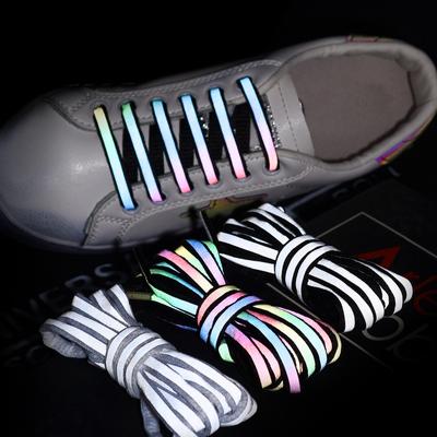 1 Pair Reflective Shoelaces Luminous Shoelaces Laser Sequin Weave Bracelet Sneakers Shoe Laces Adult Children Shoe Strings