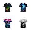 Space Galaxy Skull 3d Print Womens Mens Casual Tshirt Short Sleeve Graphic Tee With Vibrant Design