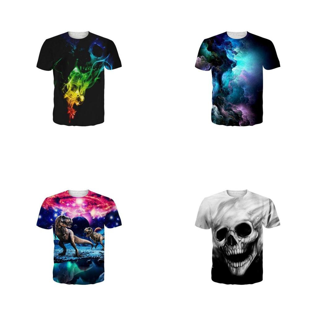 Space Galaxy Skull 3d Print Womens Mens Casual Tshirt Short Sleeve Graphic Tee With Vibrant Design