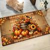 Thanksgiving Pumpkin Maple Leaf Rug Sponge Mat for Bedroom Kitchen Bathroom Laundry Room Fall Decor Flannel Entrance Room Decor