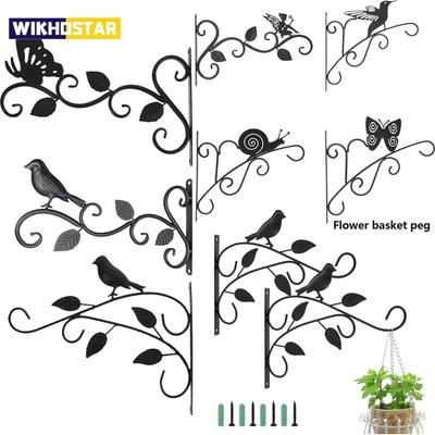 Plant Brackets Hanging Flower Pot Basket Flower Basket Holder Rustic Style Metal Bracket Hanger Wide Base Weatherproof for Plant