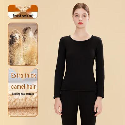 JingJingRS Women's Lamb Wool Lined Thermal Underwear Set