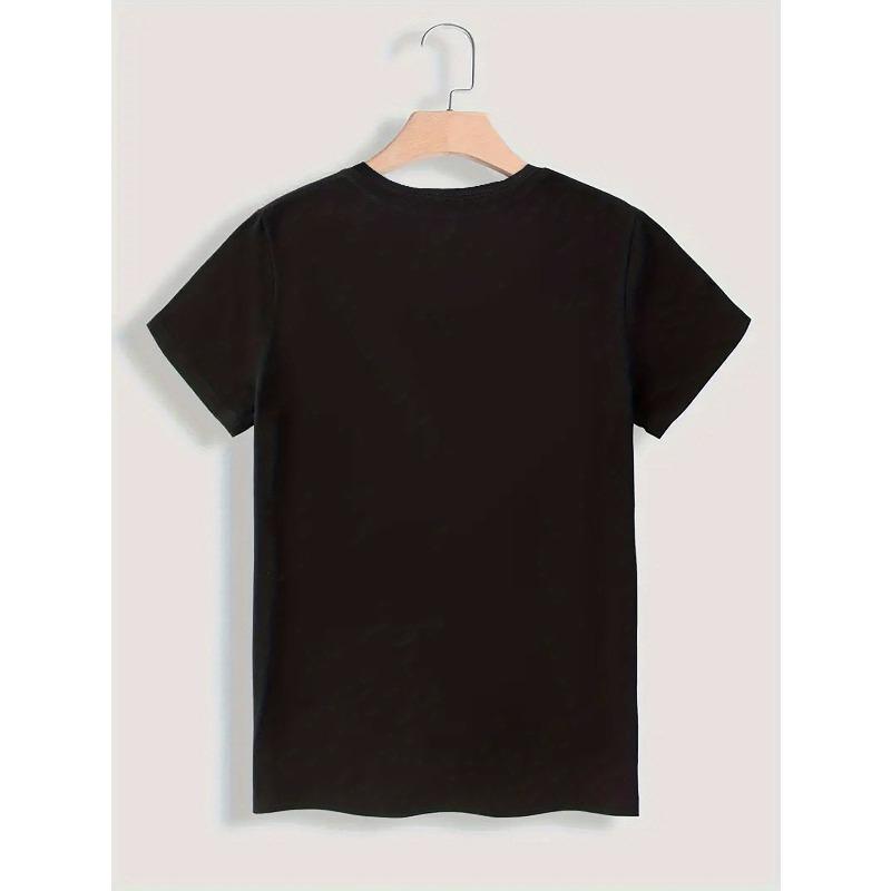 Womens Plus Size Pattern Print Round Neck Short Sleeve T Shirt Loose Fit Slightly Stretchy Casual Pullover Comfy Top