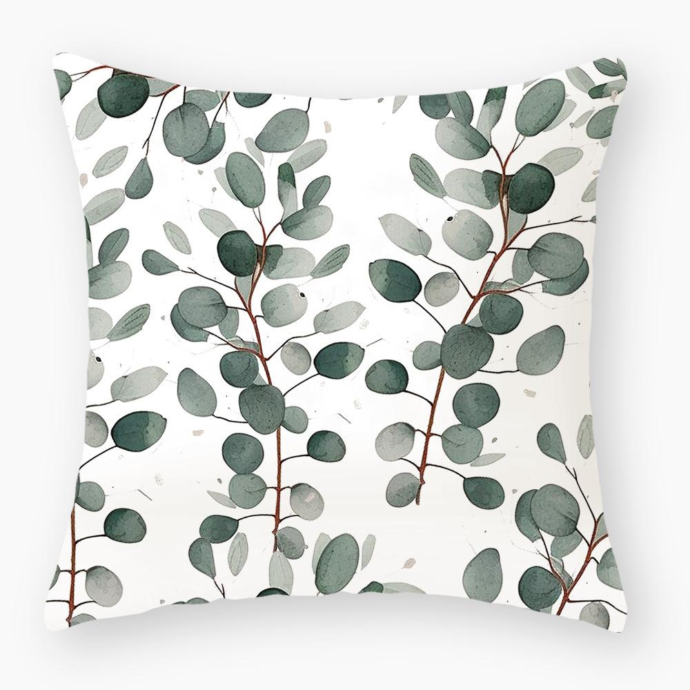 Pillowcase Classic Retro Green Plant Sofa Decoration Pillowcase Nordic Home Waist Cushion Pillowcase