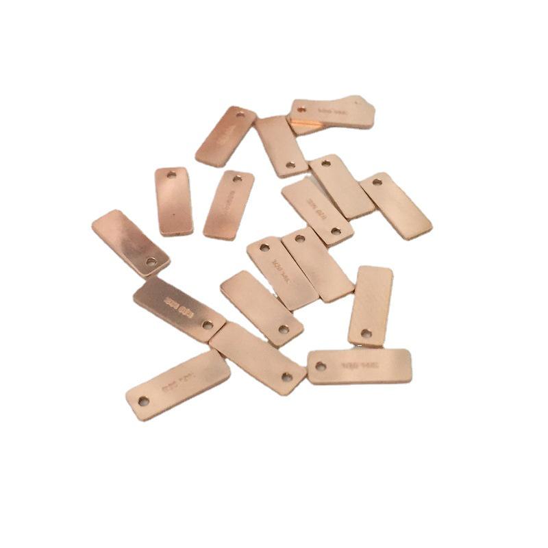 14K Rose Gold Plated Engraved Label Rectangular Pendant Tag Bracelet Chain 3x8mm Engraved Tag - 1 Piece Price