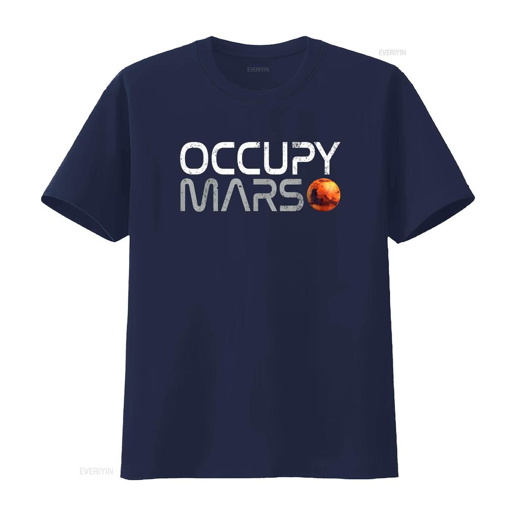 Occupy Mars T Shirt vintage Washed designer clothes streetwear Casual Stylish homme Slightly fashion Versatile Soft graphic