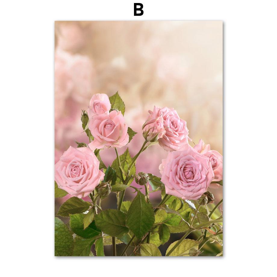 Pink Rose Orchid Sakura Crown Flower Canvas Painting Nordic Posters And Prints Wall Art Pictures For Living Room Home Decor