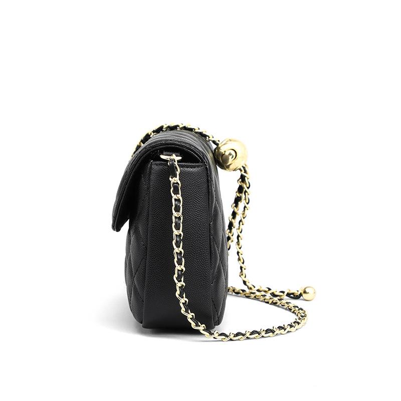 Cowhide Crossbody Chain Bag One Shoulder Versatile Diamond Bag Fashionable Birthday Gift for Wife