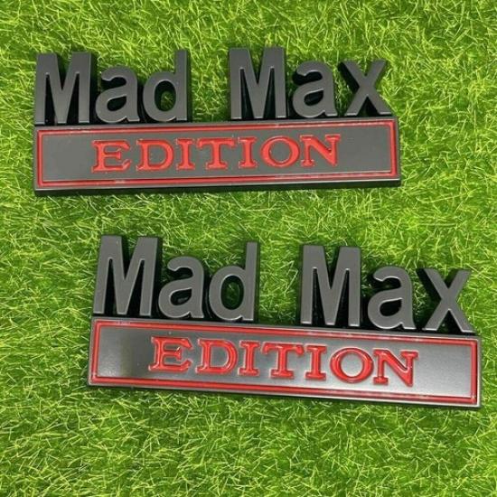 2PCS New  Mad Max Edition Emblem Car Badges Badass 3D Sticker Decal Black Red