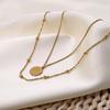 French Popular Necklace Fashion Simple Queen Portrait Double Necklace Round Bead Collarbone Chain Tide Accessories