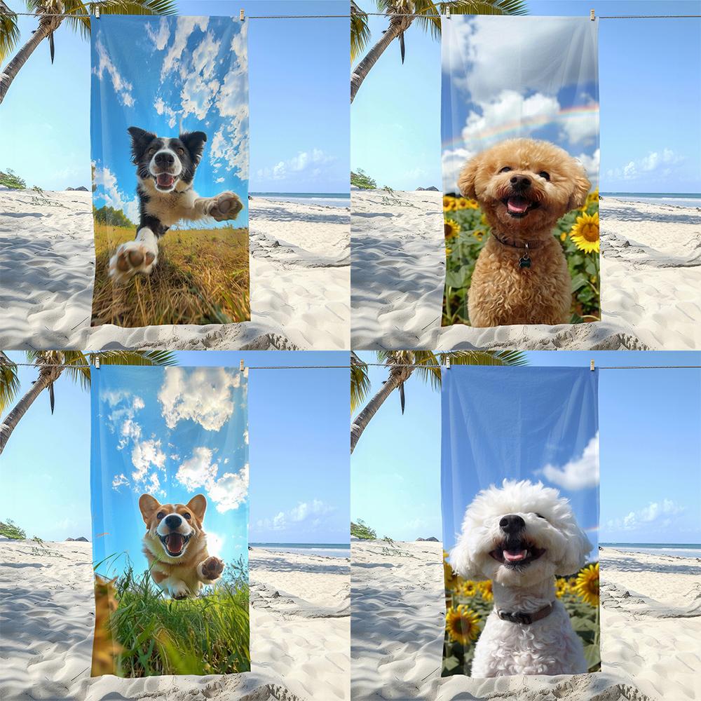 Cute Dog-Print Beach Towels: Dry Off in Style with Our Adorable Designs! Suitable for towels, bath towels, beach towels