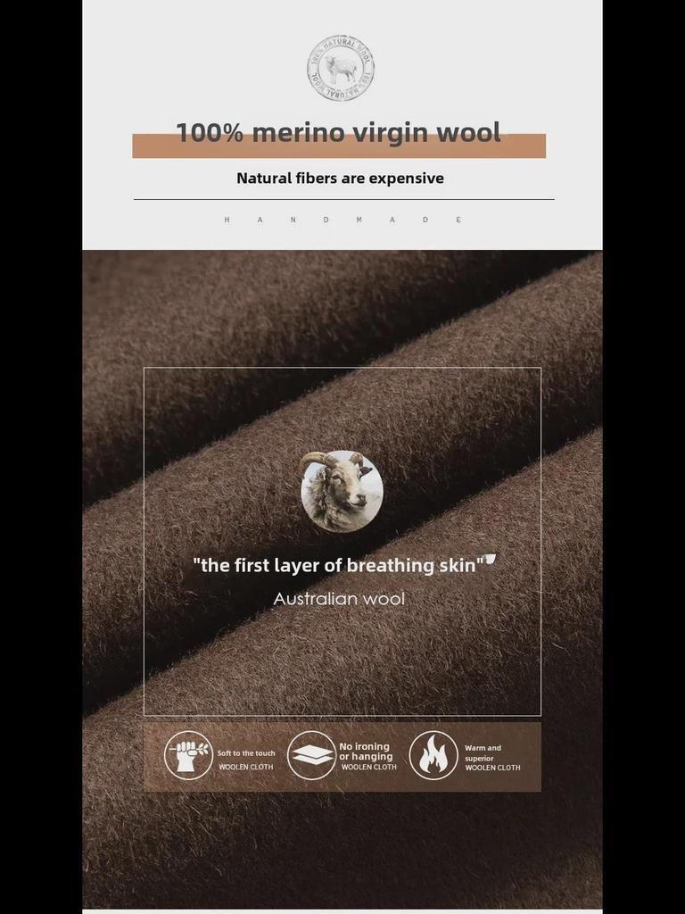 Men’s Handmade 100% Wool Double-Breasted Coat for Autumn/Winter