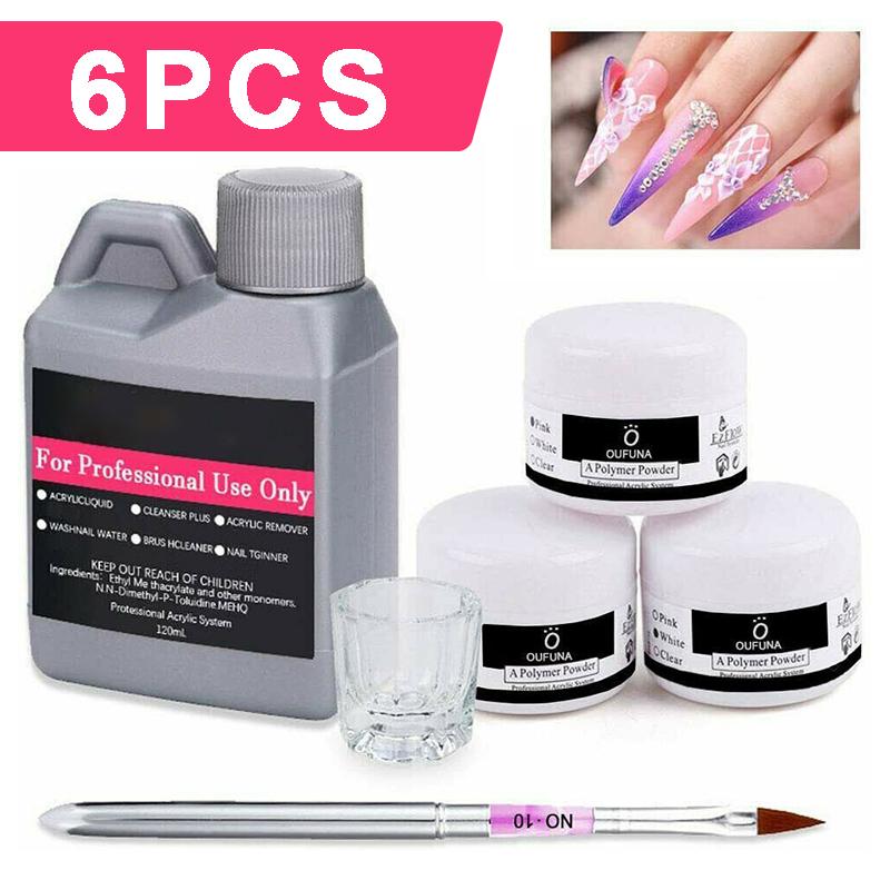 

PDTO Nail Art Acrylic Liquid And Powder Kit Starter Clear Glass Brush Pen
