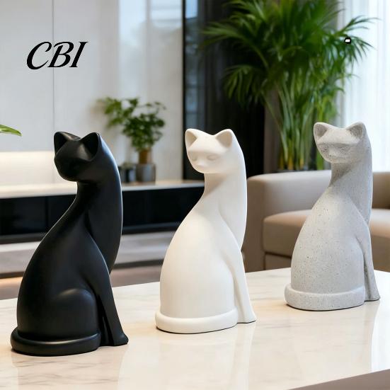 Small Desktop Decoration 3D Printed Cat Ornament, Minimalist Geometric Design, One-Piece Contemporary Art Piece Durable Sculpture, for Home