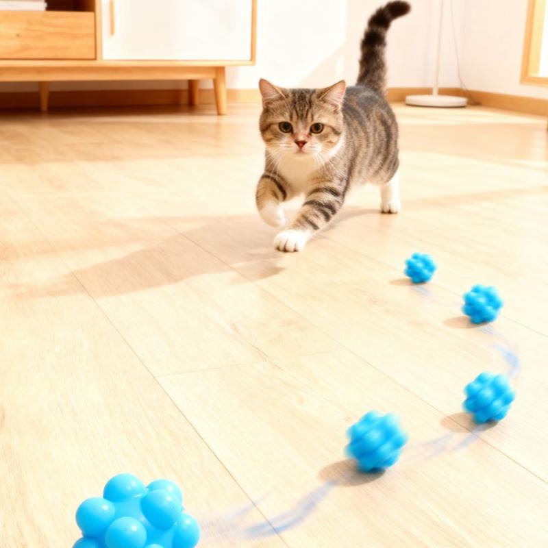 Cat Chew Ball Toy Silicone High Elasticity Bite-resistant Kitten Toy Teeth Cleaning Interactive Ball Cat Toy Supplies
