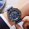 New Casual Men's Quartz Watch – Retro Sports Design with Silicone Strap, Black and Blue