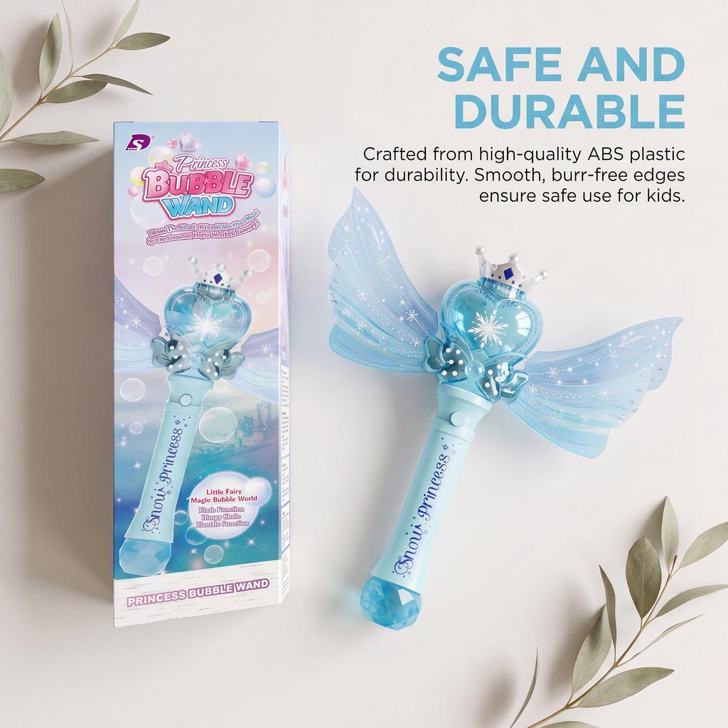 Bubble Wand Upgrade Version Heart Shape Bubble Maker with Wings and Crown Design for Outdoor Play and Party Entertainment Suitable for Kids