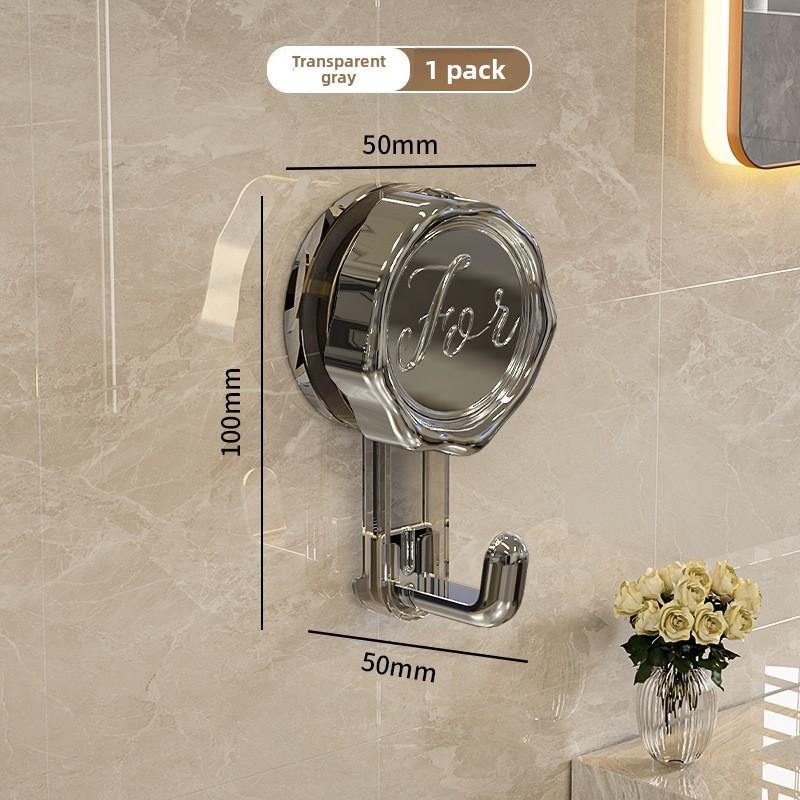 

Vacuum Rotating Suction Hook with Heavy-load Adhesive Hook, No Drilling Required, for Bathroom Wall Clothes Hanger 1pc сірий