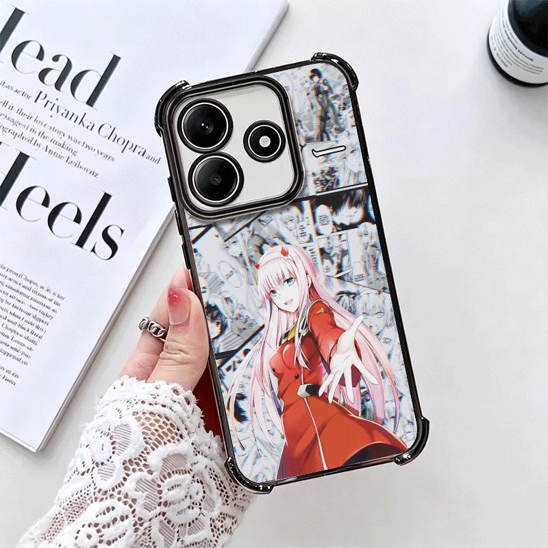 Darling Zero Two 02 Anime Plating Phone Case For Xiaomi Redmi Note 14 15 Pro Plus 13 12 11 11S 11T 10 9S 9 5G Anti-Fall Airabag