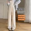 Gray chenille narrow wide-leg pants women's new autumn and winter velvet thickened lazy wind loose straight pants