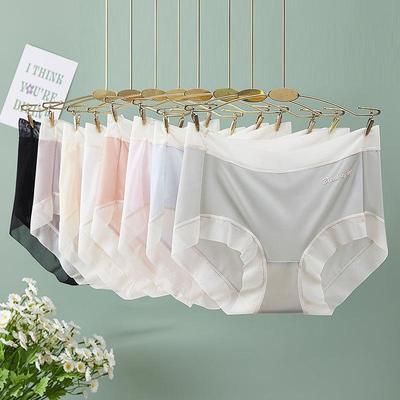 Calzoncillos de talla grande M-3XL, ropa interior de verano de una pieza, bragas de seda de hielo sin costuras para mujer, bragas finas transpirables de cintura alta sexys