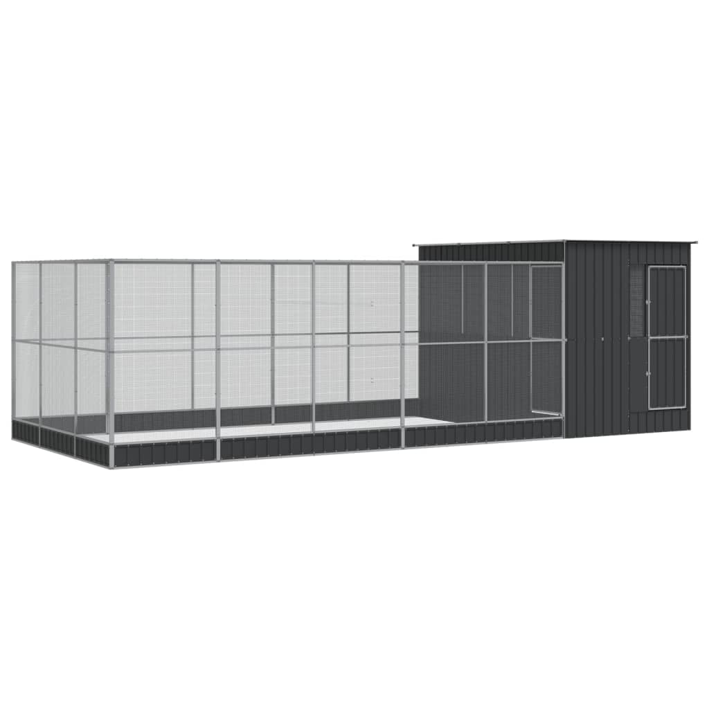 Vidaxl Volière met Uitbreiding, Zilver, 704X303X216 Cm, Staal