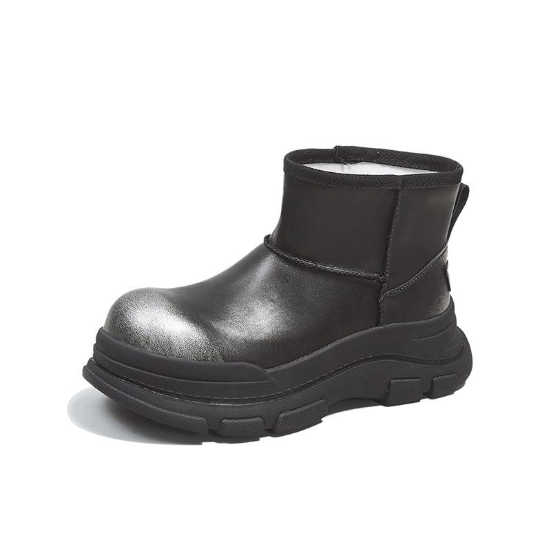 Thick-soled Snow Boots Women's 2025 New Winter Velvet Thickened Polished Martin Boots Small Retro Short Boots