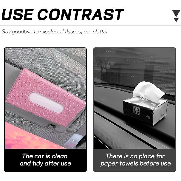 Car Tissue Holder, Leather Tissue Holder For Car Sun Visor, Rectangular Auto Sun Visor Napkin Holder Mask Dispenser, Universal Vehicle Tissue Box Sun