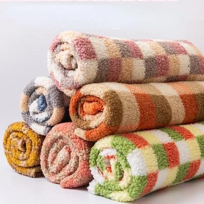 Large Plaid Printing Lamb Plush Fabric Imitation Cashmere Fabric For Blankets Dolls Winter Warm Coats Handmade DIY Sewing Cloth