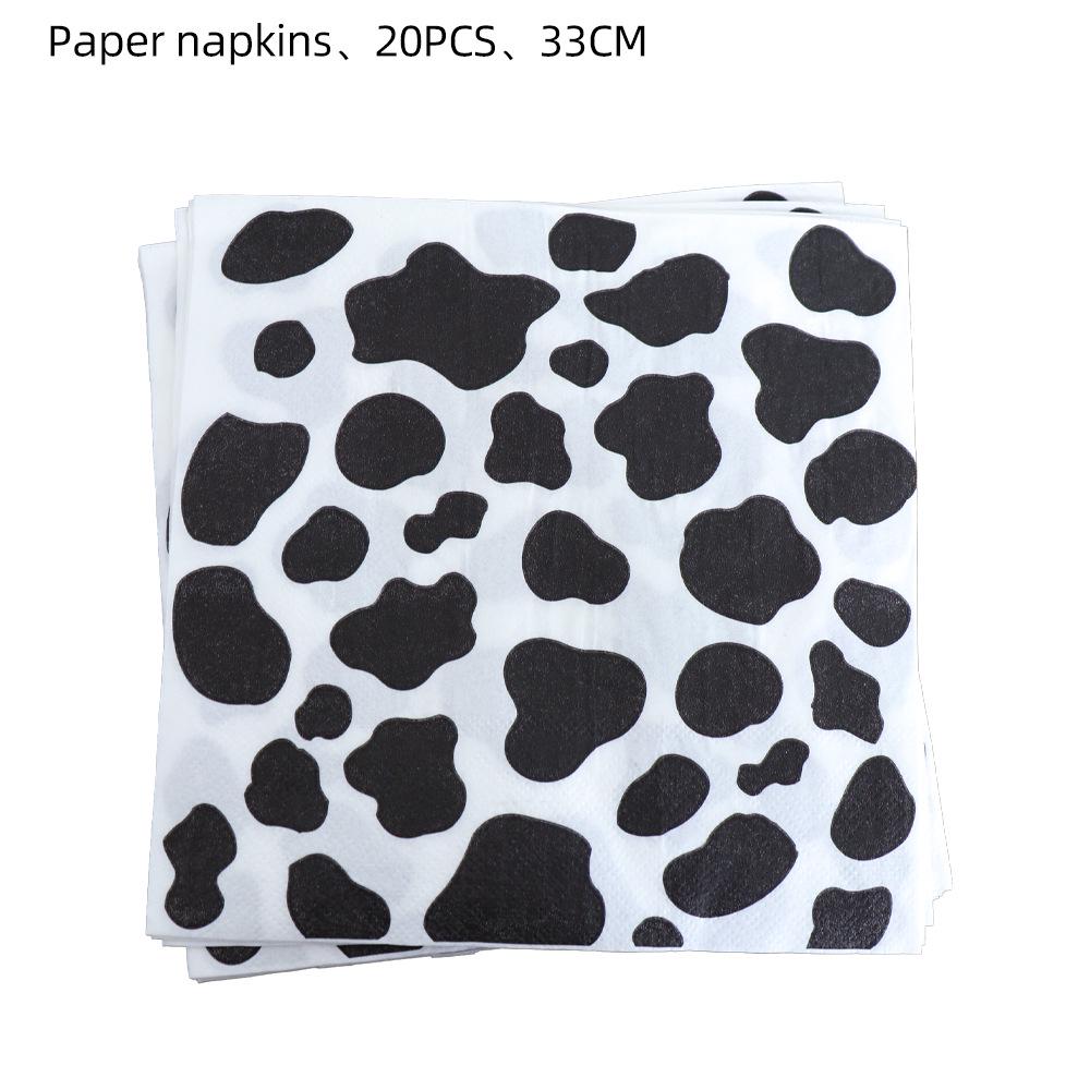 Cow Print Party Tableware Set: Plates, Napkins, Tablecloth for Farm Animal Baby Shower